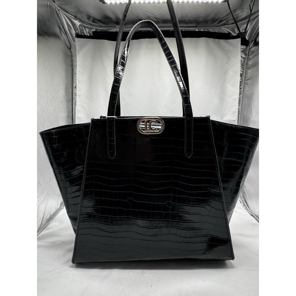 Liz Claiborne Ariel Tote Black Croc Work Laptop Office NWT